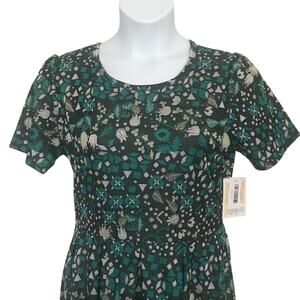 NWT Lularoe Amelia dress 2XL 2X plus fit & flare NEW teal gray dark cottagecore
